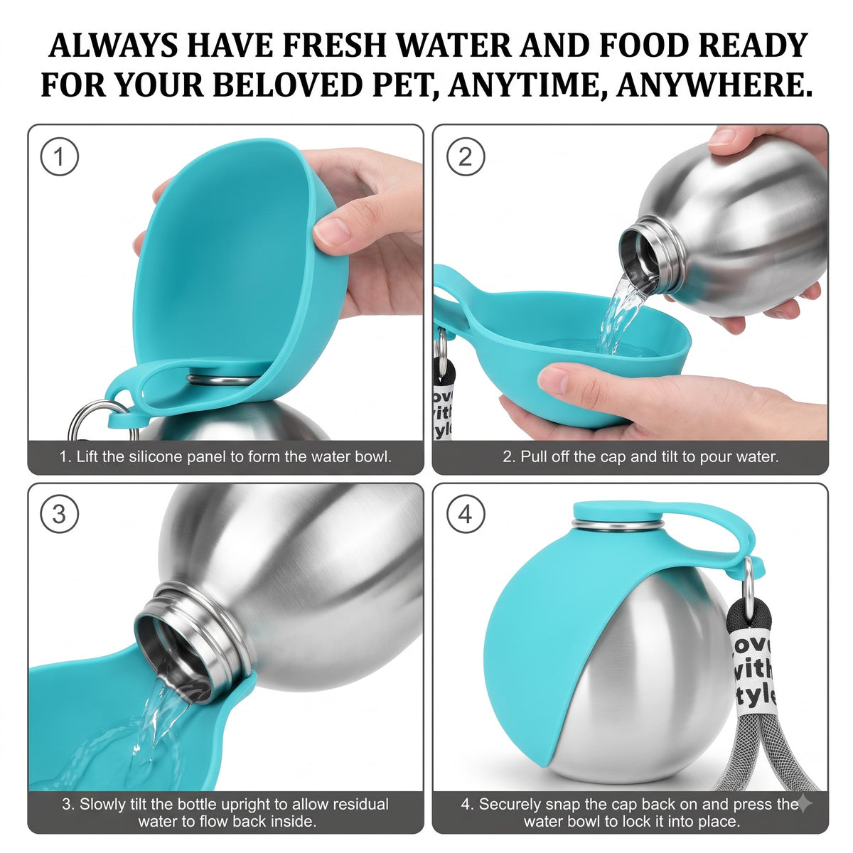 BelovedPet - Dog Water Bottle with Bowl